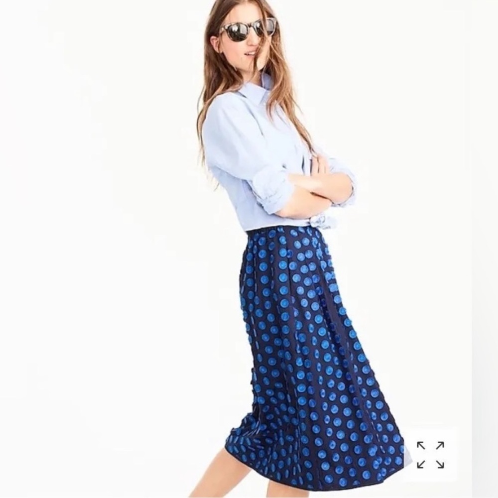 J. CREW Fringe Dot Midi Skirt